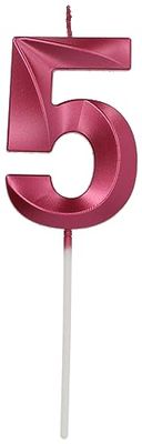 Folat 24245 taartkaars glamour cijfer/cijfer 5 roze metallic verjaardagskaarsen voor verjaardag, verjaardagsdecoratie, voor kinderfeesten, bruiloften, bedrijfsfeesten, jubilea, 7 cm