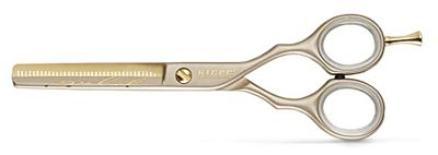 Tijeras profesionales para entresacar el cabello Luxury Gold media hoja 5.5″ - Kiepe. 100% Made in Italy