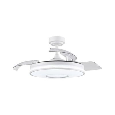 Dani DC-ventilator van 72 W in elegant wit met 3 vleugels biedt 6 snelheden, afstandsbediening, geheugen, timer en instelbaar licht (3000-4000-6000 K) voor volledig comfort.