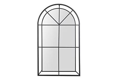 Spiegel met venster, metalen frame, zwart, 70 x 8 x 120 cm