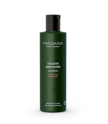 MÁDARA Organic Skincare | Shampooing Couleur et Brillance - 250 ml, avec Lin nordique, Marronier d'Inde et Plantain, Préservation de la couleur, Renforcement, Végétalien