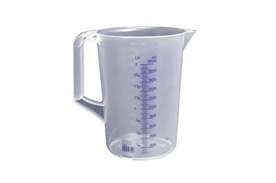Hünersdorff Caraffa dosatrice 2l | polipropilene (PP) | infrangibile e lavabile in lavastoviglie | manico chiuso | scala blu | made in Germany