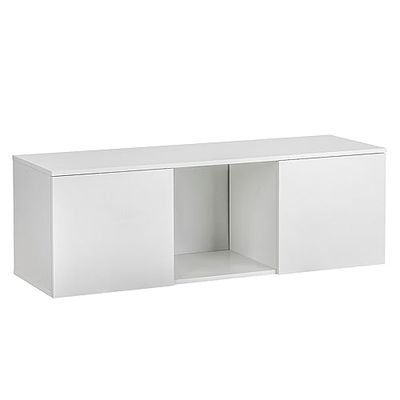 Baroni Home Mobile per Tv con 2 Sportelli e 1 Ripiano, Foro per Passaggio Cavi in MDF, Consolle Porta TV per Camera da Letto, Salotto, Cucina, Bianco, 120x40x40 cm