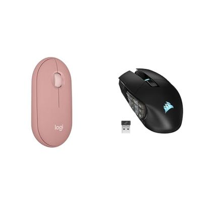 Logitech Pebble Mouse 2 & CORSAIR SCIMITAR ELITE RGB WIRELESS MMO
