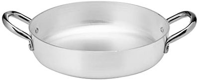 Pentole Agnelli PCMX01020 Tegame in Alluminio, Spessore 2 mm, con 2 Maniglie in Acciaio Inossidabile, 20 cm, Argento