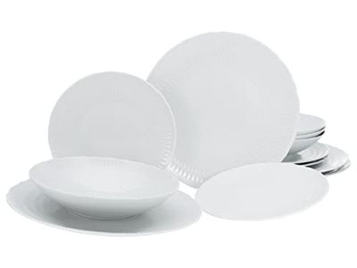 CreaTable, 33070 Serie SOFIA - Juego de vajilla de 12 piezas, porcelana, apto para lavavajillas y microondas, fabricado en Europa