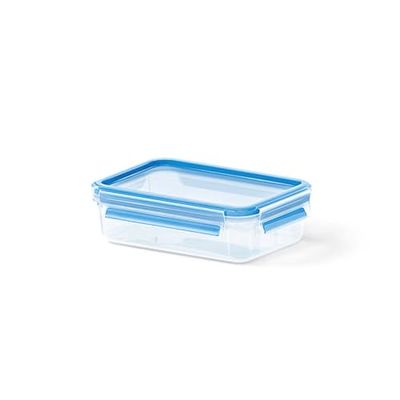 Emsa Clip & Close conservador cerâmico de plástico retangular de 0,8 L, transparente e azul