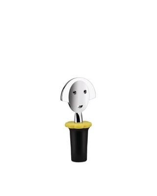 Alessi Anna Stop 2 Tapón para Botella, Acero Inoxidable, Negro