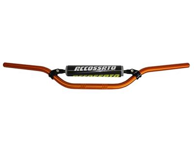 Guidon Accossato en aluminium anodisé orange avec traverseur+pare-chocs pour Yamaha YZ de 1997 à 2004 (CC 250) Hauteur moyenne