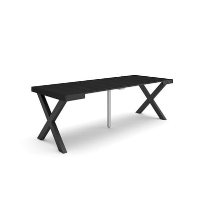 Skraut Home | Consolle allungabile | Tavolo consolle allungabile | 220 | Per 10 persone | Gambe in legno | Stile moderno | Nero