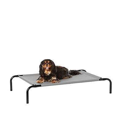 Amazon Basics Verkoelend verhoogd huisdierbed voor honden, maat S, 90 x 55 x 19 cm (l x b x h), grijs