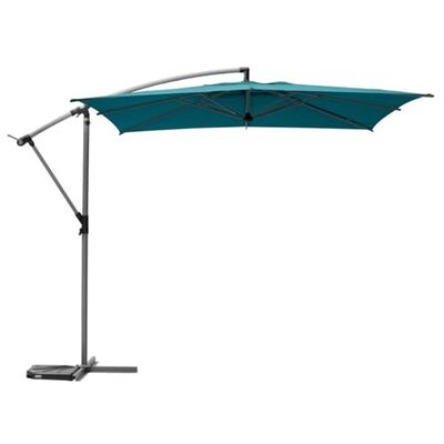 Hespéride - Parasol Déporté Carré Manoa Bleu Canard 2,5 x 2,5 m Anti-Rouille Rotation 360° Protection Soleil, Intempéries pour Jardin, Terrasse