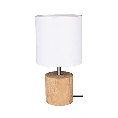Homemania Lampe de Bureau Shade Form - Bureau, Bureau, Table de Chevet - Bois, Blanc, Bois, Plastique, Tissu 15 X 15 X 30