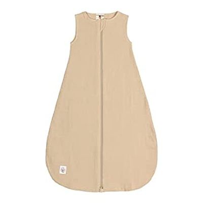 LÄSSIG Babyslaapzak voor de zomer, mouwloos, muslin, katoen, GOTS gecertificeerd, uniseks/muslin slaapzak, natuur, maat 74/80, 7-12 maanden