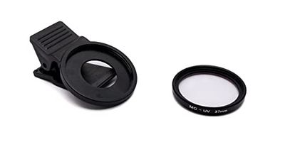 SYSTEM-S Filtro UV da 37 mm, 12 x rivestiti, lente sottile con clip per smartphone in nero