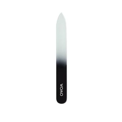 WOMO White Satin Glass File Manicure with Black Handle 10.5 cm, Black, Regular, Contemporary
