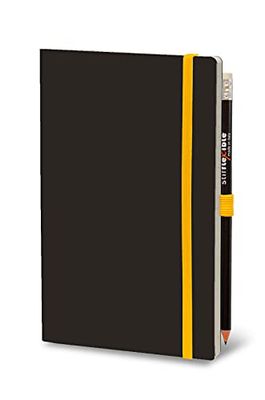 Stifflexible BR001XL Basic Carnet de notes 19 x 25 cm, 144 pages blanches, bande jaune – Noir