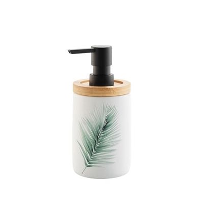 douceur d'intérieur Havane - Dispensador de jabón, diámetro de 7,50 cm x 17 cm, cerámica estampada y bambú