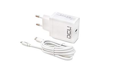 DCU Tecnologic | Ładowarka mobilna | Ładowarka USB typu C Power Delivery + kabel USB typu C | Szybkie ładowanie | Długość: 1,8 M | Biały