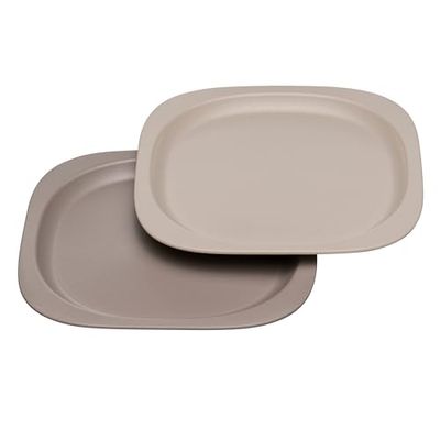 NIP Green ekologisk baby- och barntallrikssats, diskmaskinssäkra barnselar, extra platt och perfekt för tilläggsstart, BPA-fri, utan melamin, hållbar, grå