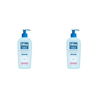 Mixa Bébé - Eau Nettoyante Hydratante - Sans Rincer - Peaux Délicates Nourrissons - Tolérance Optimale - Enrichie en Glycérine - Hypoallergénique - 250 ml (Lot de 2)