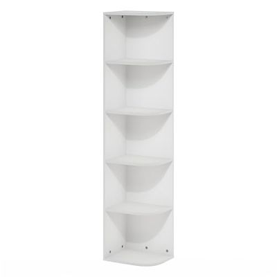 Furinno Pasir Bibliothèque à 5 Niveaux avec Coin étagère Ouverte, Blanc