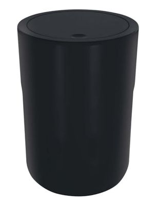 Spirella Design Poubelle à couvercle pivotant Cocco Avec anneau pour fixer les sacs poubelle Salle de bains 5 Litres Poubelle à cosmétiques Récipient à ordures (ØxH): 19 x 26 cm Noir