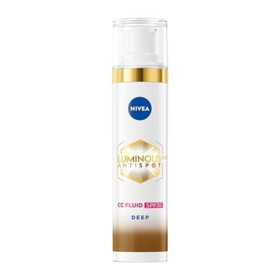 NIVEA Luminous 630 Antimacchia Fluido CC SPF30 3-EN-1 (1 x 40 ml), CC Cream con tripla azione, crema solare viso con colore, tonalità scura