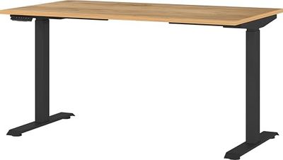 Germania Bureau 7905-593, en Chêne de Navarra repro/Noir, réglable en Hauteur par câble, 140 x 120 x 80 cm (LxHxP)