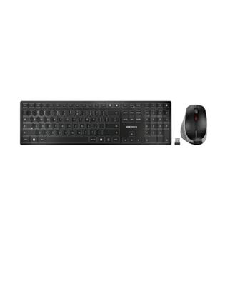 CHERRY DW 9500 SLIM, Set di Tastiera e Mouse Senza Fili, Layout per Unione Europea (QWERTY), Bluetooth o Radio 2,4 GHz, Mouse Ergonomico per Destrimani, Nero-Grigio