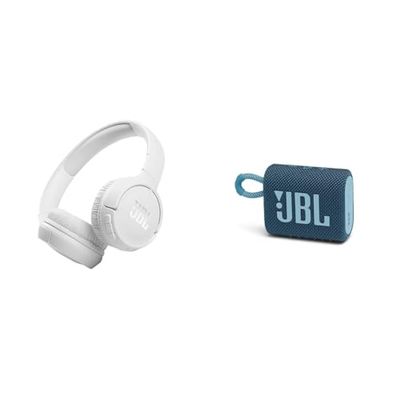 JBL Tune 510BT Cuffie On-Ear Wireless, Bluetooth 5.0, Pieghevole, Microfono Integrato & GO 3 Speaker Bluetooth Portatile, Cassa Altoparlante Wireless con Design Compatto