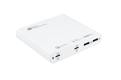 Good Connections USB Desktop-snellaadstation 120W - GaN-technologie - 4-Port - 2X USB-C max 100W en 2x USB-A max elk 18W - totaal 120W - PD 3.0, QC 4+ - voor smartphone, notebook, tablet - wit
