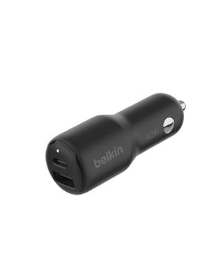 Belkin BoostCharge cargador doble para coche de 42 W con puerto USB-C PPS de carga rápida a 30 W y USB-A de 12 W para modelos de iPhone de las series 16, 15, 14 y 13, Samsung Galaxy S23 y otros, negro