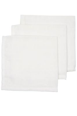 Meyco 457000 - Conjunto de 3 toalhas de musselina (100% algodão, 30 x 30 cm), cor branca