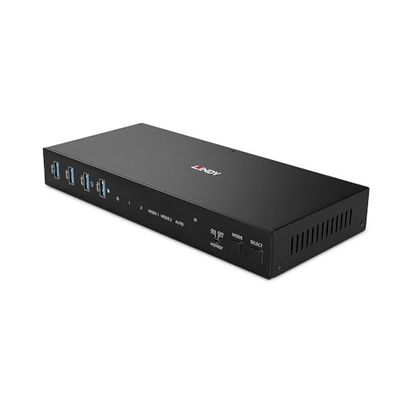 Lindy 39314 Conmutador KVM USB 3.0, HDMI 4K60 de dos puertos y doble cabezal