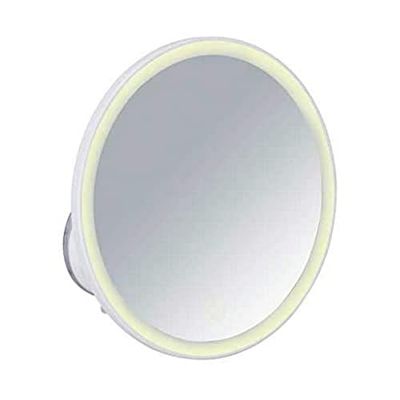 Wenko Isola Parete a LED, con Fissaggio a Ventosa, Superficie Specchio, Diametro 17,5 cm, ingrandimento 500%, Bianco, 10.5 x 18.5 x 18.5 cm