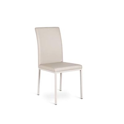 STONES HOME FURNITURE, Set 2 Sedie Imbottite in Similpelle con Gambe in Metallo, Sedie Sala da Pranzo e Ufficio, Multiuso, Modello Flag, Colore Cappuccino, 43 x 42 x 91 cm