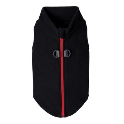 Gooby - Suéter de Forro Polar con Cremallera para Perro, Chaqueta de Forro Polar cálido con Anilla Doble para Correa, suéter de Invierno para Perros pequeños y medianos, Negro, XS