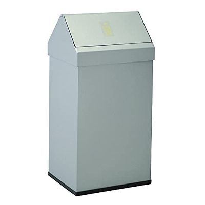 OFITURIA Papelera de Interior Metálica Capacidad 41 litros Color Plata con Cabezal Basculante Extraíble
