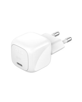 Belkin BoostCharge Caricabatteria da parete compatto da 30 W, caricatore USB-C PD rapido da viaggio per Apple iPhone Series 15, 14, 13, Samsung Galaxy S24, S23, iPad, AirPods, tablet e altro, bianco