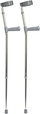 Aidapt Large Adjustable Height Aluminium Lightweight Walking Elbow Crutch with Anti Slip Ferrule Feet to Aid Stability and Confidence when Walking Aid Sold as a Pair, Silver