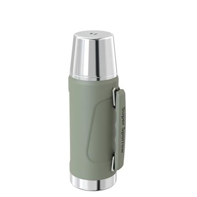 Super Sparrow Stainless Steel Water Bottle - Wide Mouth Vacuum Insulated Flask - 1000ml -BPA-Free ThermosBottle - Leakproof Lid Doubles as Cup