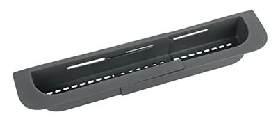WENKO Organizador de fregadero Fino, estante adicional de plástico para guardar y organizar los utensilios de limpieza, extensible hasta 49,5 cm, también adecuado para escurrir los cubiertos, gris