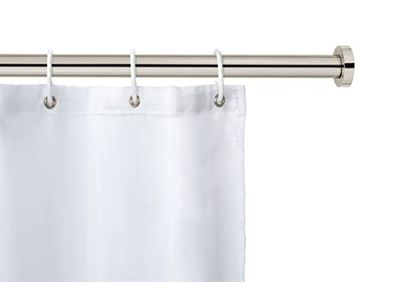 WENKO Barra de ducha telescópica «Luz», de cortina de ducha extensible incl. adaptador de pared para sujeción a presión, sin taladrar, de acero fino inoxidable, 28 mm de Ø x 70 - 115 cm, color cromo