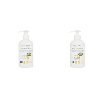 Eco by Naty, gel douche pour bébé, ingrédients bio d'origine végétale sans parfum, hypoallergénique et testé dermatologiquement, flacon de 200 ml (Lot de 2)