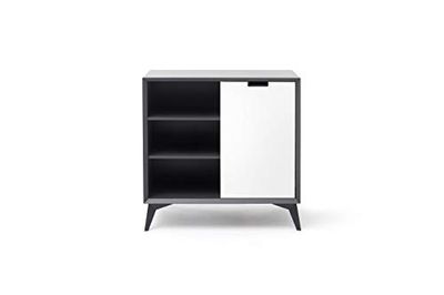 Robas Lund Buffet Haut Blanc Gris, Salon avec Porte tournable 180°, Armoire LxHxP 93x92x40 cm