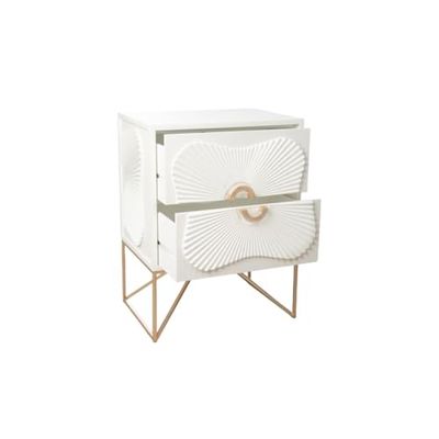 Romimex Aparador Blanco Dorado Metal Madera MDF 48 x 64 x 35 cm