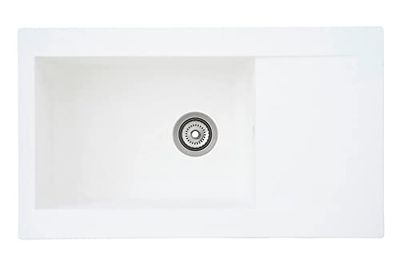 Respekta lavello da cucina Denver in mineralite color bianco / Lavello da incasso con 1 vasca, dimensioni 86 x 50 cm / Lavello adatto per mobili sottolavello da 60 cm di larghezza