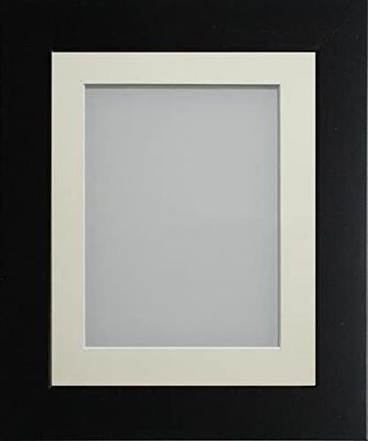 Frame Company Watson Matte Black Picture Photo Frame fitted with Perspex, 9x7 inch with Ivory Mount for image size 7x5 inch