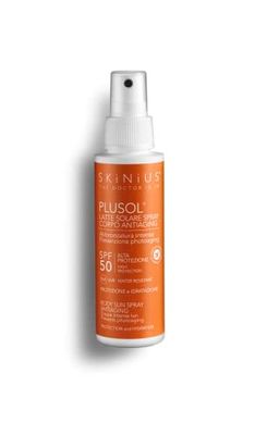Skinius PLUSOL Latte Solare SPF50 Corpo Spray - Abbronzatura Intensa con Prevenzione Photoaging - Protezione Solare dai Raggi UVA/UVB 100ml